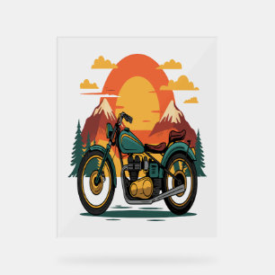 Motorcycle Motorbike Retro Vintage Sunset Acrylic Sign