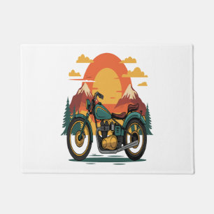 Motorcycle Motorbike Retro Vintage Sunset Doormat