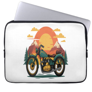 Motorcycle Motorbike Retro Vintage Sunset Laptop Sleeve