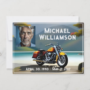 Motorcycle Near the Water Celebration of Life Invitation