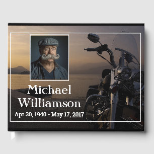 Motorcycle Near Water Photo Celebration of Life Guest Book