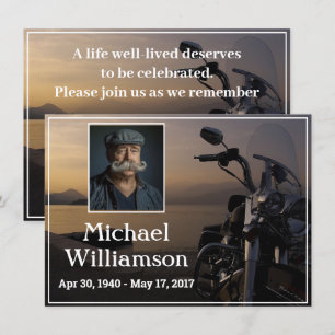 Motorcycle Near Water  PhotoCelebration of Life Invitation