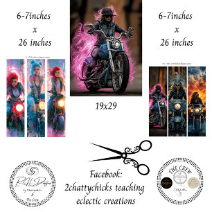 Motorcycle Neon Pink Flame Rider Decoupage  Wrapping Paper Sheet