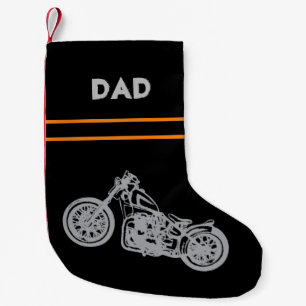 Motorcycle on black for biker small christmas stocking