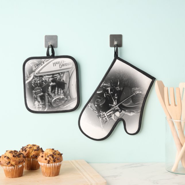 Motorcycle Oven Cloth Mitt & Pot Holder Set (Insitu(Hanging))