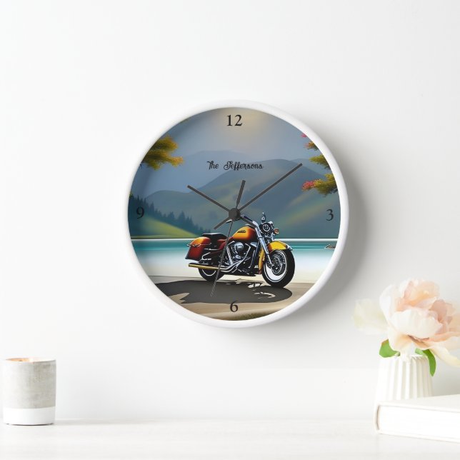  Motorcycle Parked near Lake Clock (Home)