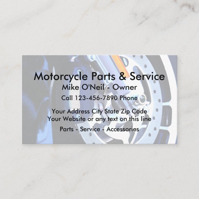 Motorcycle Parts Service Business Card (Front)