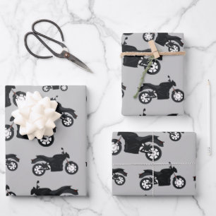 Motorcycle Pattern  Wrapping Paper Sheet
