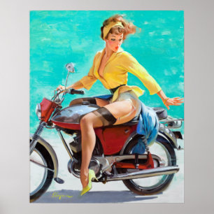 Motorcycle Pin Up Poster
