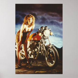 Motorcycle Pinup Girl Large Poster
