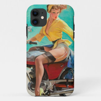 Motorcycle Pinup Girl - Retro Pinup Art iPhone 11 Case