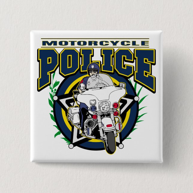 Motorcycle Police 15 Cm Square Badge (Front)