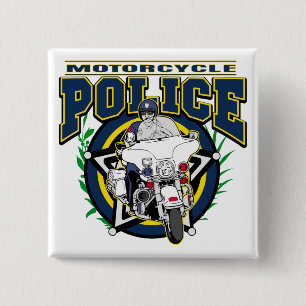 Motorcycle Police 15 Cm Square Badge
