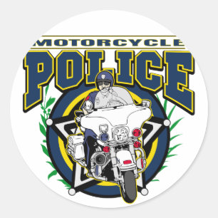 Motorcycle Police Classic Round Sticker