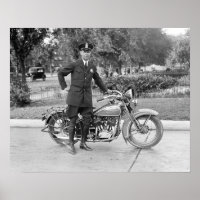 Motorcycle Police Officer, 1932. Vintage Photo