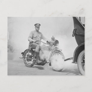 Motorcycle Policeman on Duty, 1923 Postcard
