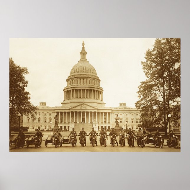 Motorcycle policemen at the US Capitol Poster (Front)