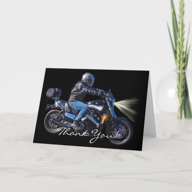 Motorcycle Power Biker Transport Gift Thank You Card (Front)