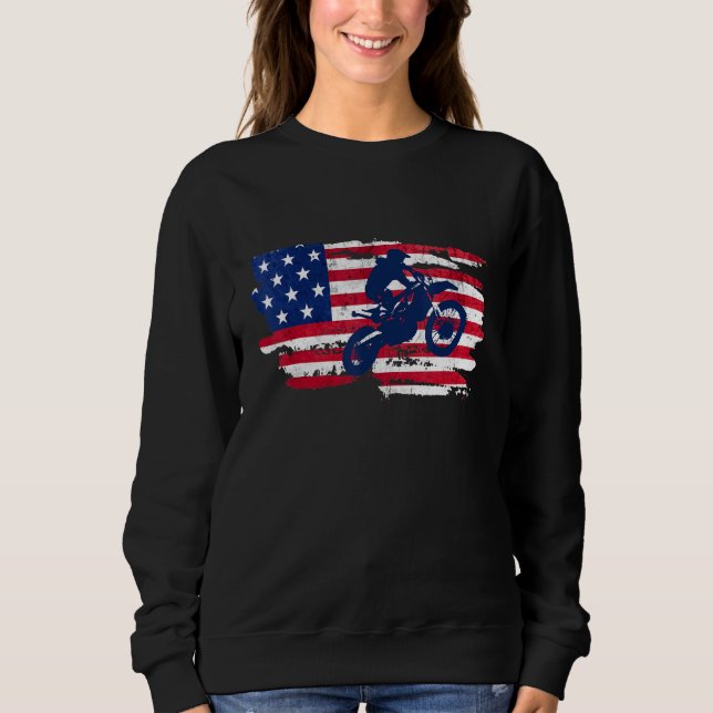 Motorcycle Proud Biker America Flag Patriotic Sweatshirt (Front)