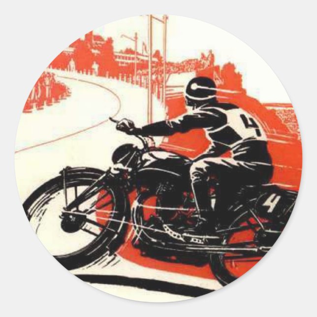 Motorcycle Race Classic Round Sticker (Front)