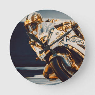 Motorcycle Racer Round Clock