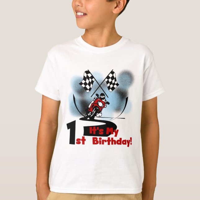 Motorcycle Racing 1st Birthday Tshirts and Gifts (Front)