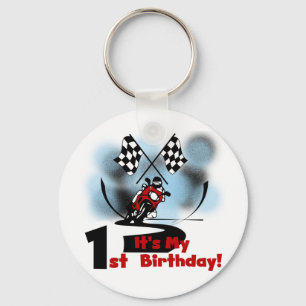 Motorcycle Racing 1st Birthday Tshirts and Gifts Key Ring