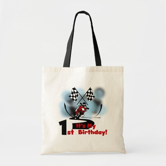 Motorcycle Racing 1st Birthday Tshirts and Gifts Tote Bag (Front)