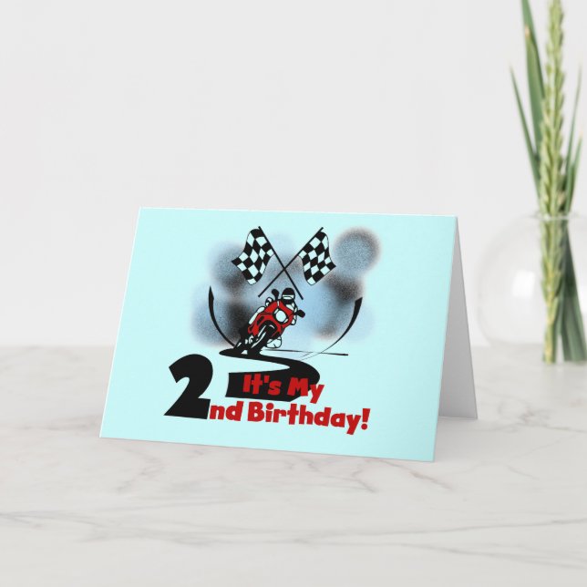 Motorcycle Racing 2nd Birthday Tshirts and Gifts Card (Front)
