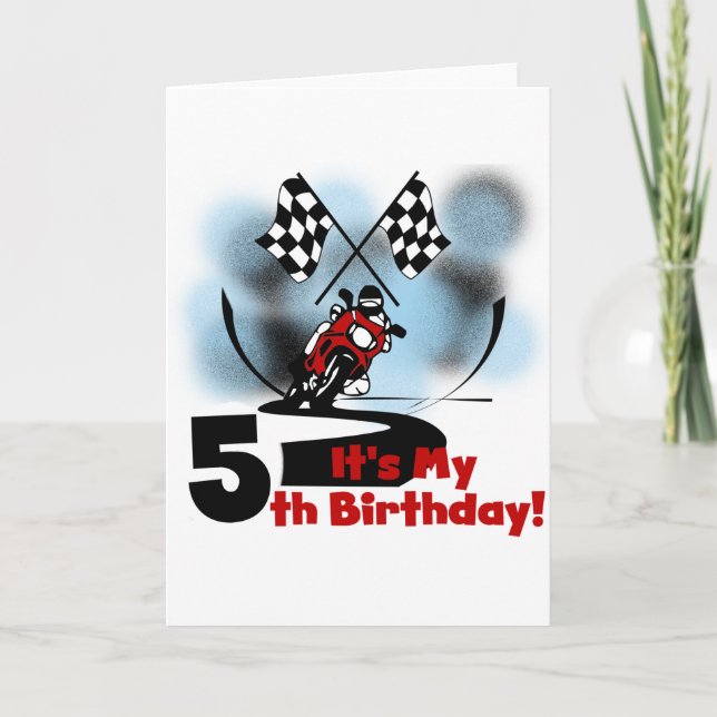 Motorcycle Racing 5th Birthday Card (Front)