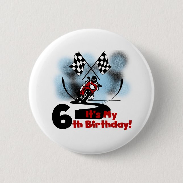 Motorcycle Racing 6th Birthday 6 Cm Round Badge (Front)