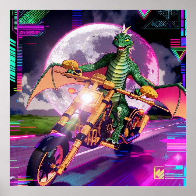Motorcycle Racing Dragon Poster (Front)