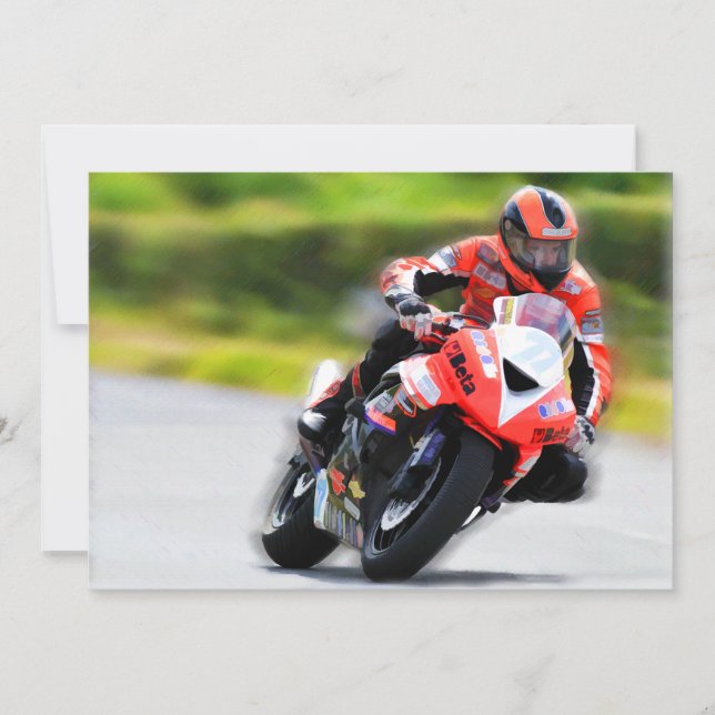 Motorcycle Red Racer Invitation (Front)