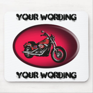 Motorcycle red road bike mousepad (add wording)