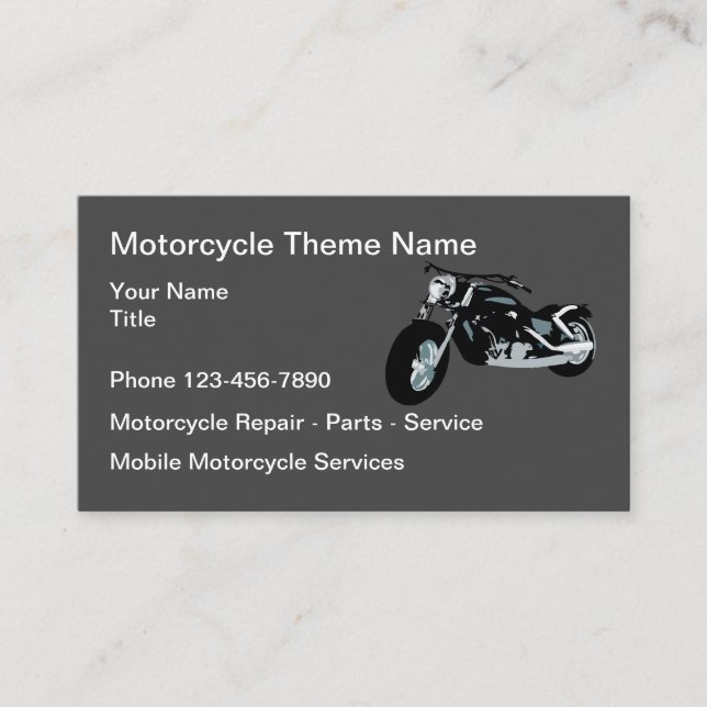 Motorcycle Repair Parts And Service Business Card (Front)