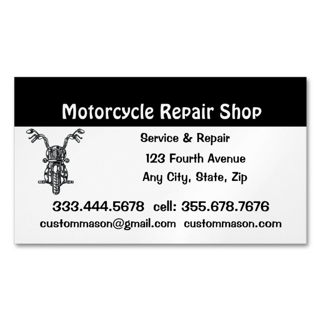 Motorcycle Repair & Service Shop Business Card (Front)