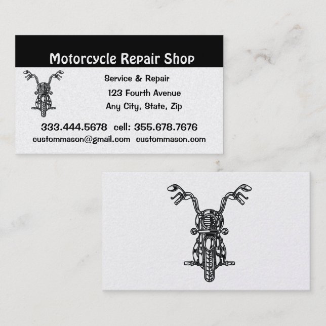 Motorcycle Repair & Service Shop Business Card (Front/Back)