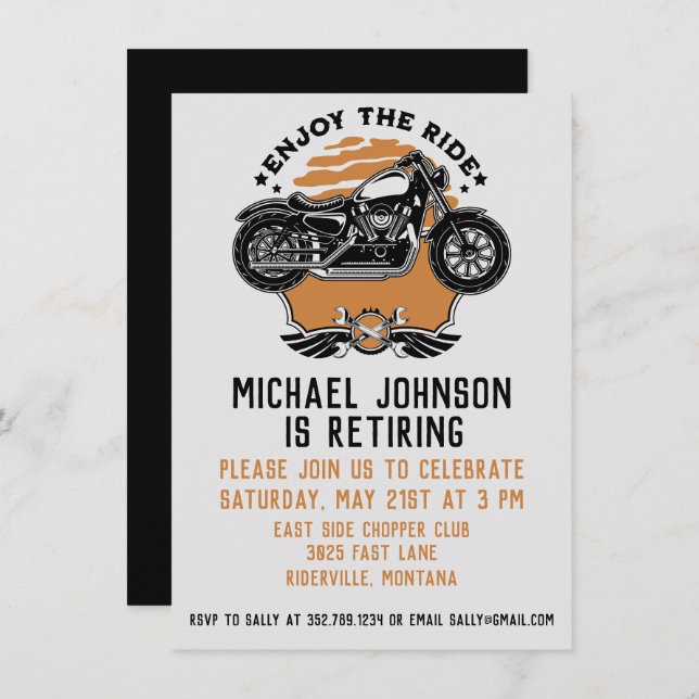 Motorcycle Retirement Party Invitation (Front/Back)