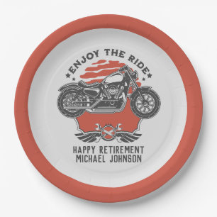 Motorcycle Retirement Party Invitation Paper Plate