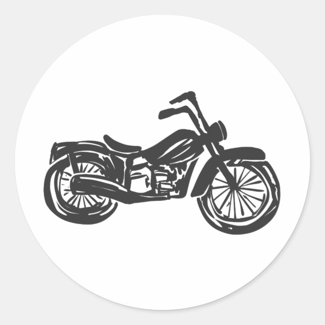 Motorcycle retro illustration - Choose background Classic Round Sticker (Front)