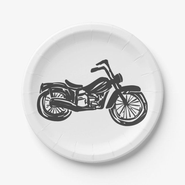 Motorcycle retro illustration - Choose background Paper Plate (Front)