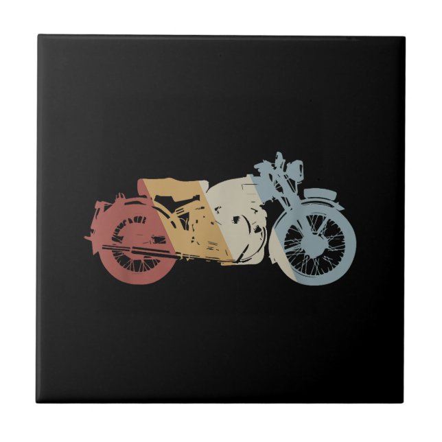 Motorcycle Retro Style Vintage Ceramic Tile (Front)