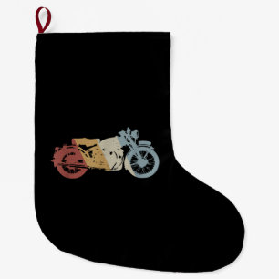 Motorcycle Retro Style Vintage Large Christmas Stocking