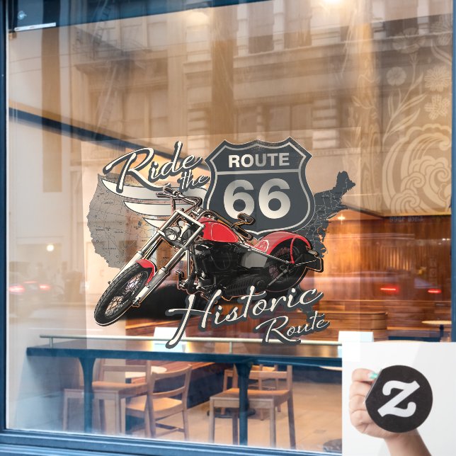 Motorcycle Ride Historic Route 66 Business Shop (Cafe Window)