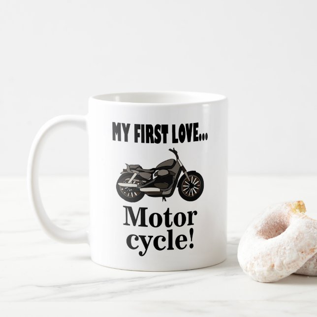 Motorcycle Rider Biker Motorcycle Coffee Mug (With Donut)
