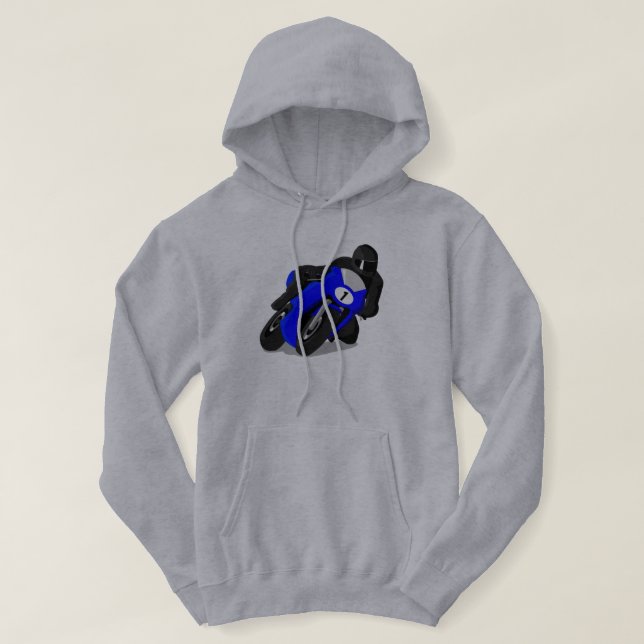 Motorcycle Rider Blue Street Bike Hoodie or Tshirt (Design Front)