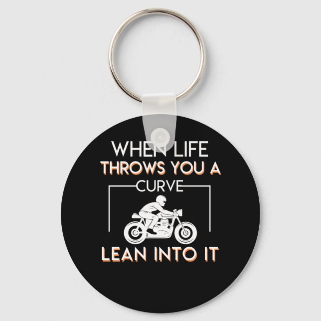 Motorcycle Rider Life Throws Curve Lean Into Key Ring (Front)