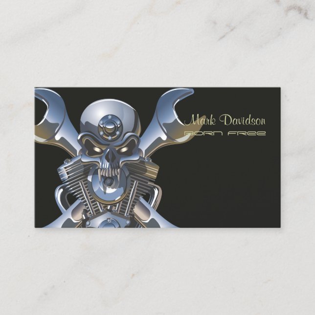Motorcycle Sales/Repair/Metal Skull/xBones Business Card (Front)