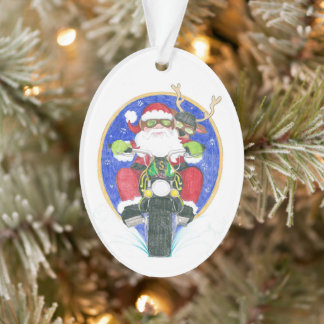 Motorcycle Santa & Friend Ornament