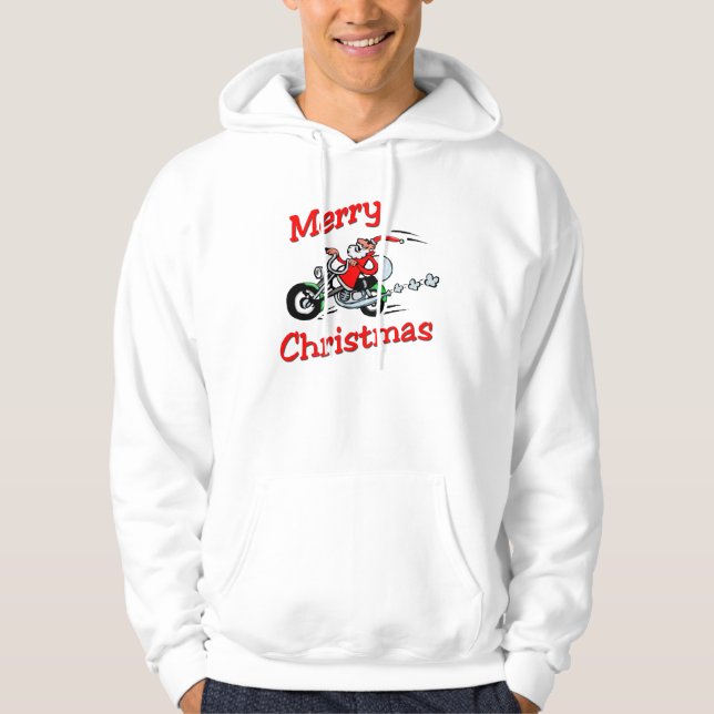 Motorcycle Santa Light T-Shirt Hoodie (Front)